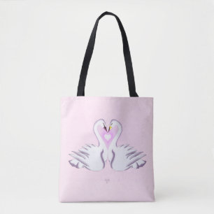Romantische Doppelschwan-Herzliebe Rosa Überall Tasche