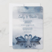 Romantische Double Blue Swan Wedding Einladung (Vorderseite)