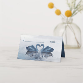 Romantische Double Blue Swan Wedding Platzkarte