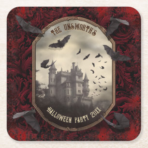 Romantische Draculas Vampirburg Halloween-Party Rechteckiger Pappuntersetzer