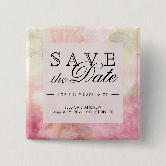 Romantische Dreamy Blossom Hochzeit retten Datum Button (Vorderseite)