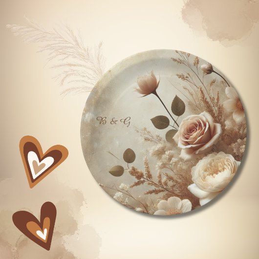 Romantische Dreamy Floral Wedding Pappteller