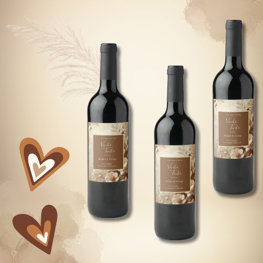 Romantische Dreamy Floral Wedding Weinetikett