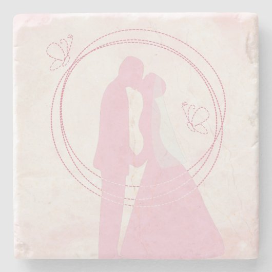 Romantische Dreamy Pink Wedding Couple Steinuntersetzer (Vorderseite)