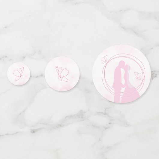 Romantische Dreamy Pink Wedding Couple Table Confe Konfetti (Vorderseiten)