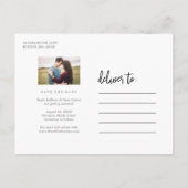 Romantische Drehbuch-Collage Save the Date Ankündigungspostkarte (Rückseite)