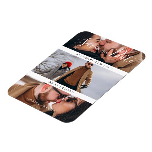 Romantische Drei Hochzeiten Verlobung Fotos Collag Magnet (Linke Seite)