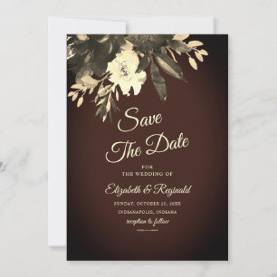Romantische Dunkelbraun Fall Floral Save the Date