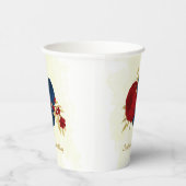 Romantische dunkelrote und marineblaue Blumen Gold Pappbecher (Rechts)