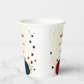 Romantische dunkelrote und marineblaue Blumen Gold Pappbecher (Rechts)