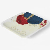 Romantische dunkelrote und marineblaue Blumen Gold Pappteller (Gewinkelt)