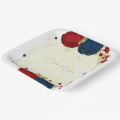 Romantische dunkelrote und marineblaue Blumen Gold Pappteller (Gewinkelt)