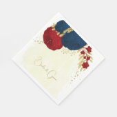 Romantische dunkelrote und marineblaue Blumen Gold Serviette (Ecke)