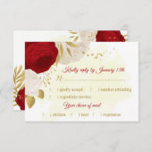 Romantische, dunkelrote und weiße Blume - Auswahl RSVP Karte (Vorne/Hinten)