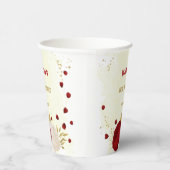 Romantische dunkelrote und weiße Blume Gold Pappbecher (Rechts)