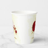 Romantische dunkelrote und weiße Blume Gold Pappbecher (Rechts)