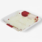 Romantische dunkelrote und weiße Blume Gold Pappteller (Gewinkelt)