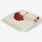 Romantische dunkelrote und weiße Blume Gold Pappteller (Gewinkelt)