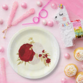 Romantische dunkelrote und weiße Blume Gold Pappteller (Party)