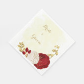 Romantische dunkelrote und weiße Blume Gold Serviette (Ecke)
