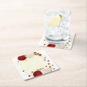 Romantische dunkelrote und weiße Blume Goldhochzei Rechteckiger Pappuntersetzer (Vor Ort)