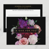 Romantische Dunkle Florals Geschenkzertifikat (Vorne/Hinten)