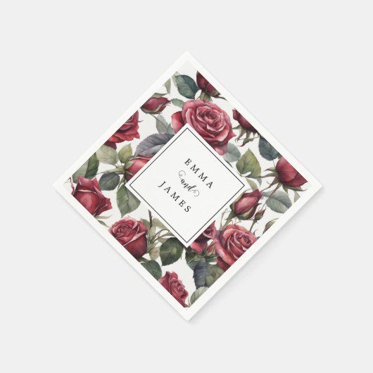 Romantische dunkle Rose Hochzeit Serviette (Ecke)