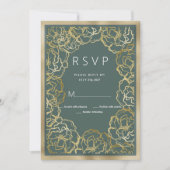 Romantische dustige Rose mit grünem Gold UAWG Einladung (Vorderseite)