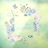 Romantische Dusty Blue Begrüßung Fensteraufkleber (Blatt 3)