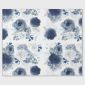 Romantische Dusty Blue Blumen Elegante Moderne Geschenkpapier (Flach)