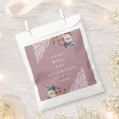 Romantische Dusty Blue Dusty Rose Blume Hochzeit Geschenktütchen (Ausgeschnitten)