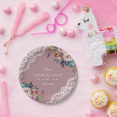 Romantische Dusty Blue Dusty Rose Blume Hochzeit Pappteller (Party)