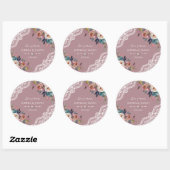 Romantische Dusty Blue Dusty Rose Blume Hochzeit Runder Aufkleber (Blatt)