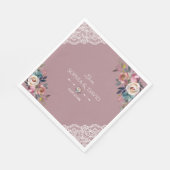 Romantische Dusty Blue Dusty Rose Blume Hochzeit Serviette (Ecke)