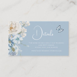 Romantische Dusty Blue Floral Details Hochzeit Visitenkarte