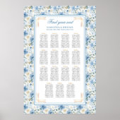 Romantische Dusty Blue Gold Boho Sitzkarte Poster (Vorne)