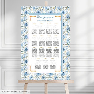 Romantische Dusty Blue Gold Boho Sitzkarte Poster