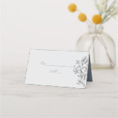 Romantische Dusty Blue Wedding Platzkarte (Vorderseite)