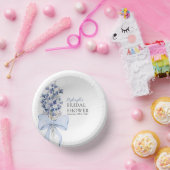 Romantische Dusty Blue & White Calla Lily verfügba Pappteller (Party)