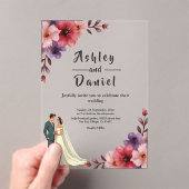 Romantische dusty Blumenbraut und Groom Chic Hochz Acryleinladungen (Insitu (Handheld))