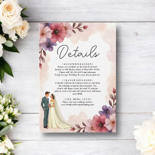 Romantische dusty Blumenbraut und Groom Chic Hochz Begleitkarte