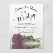 Romantische Dusty Mauve Rose Wedding Save the Date Ankündigungspostkarte (Vorderseite)