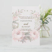 Romantische Dusty Pink Faded Floral Rose Einladung (Stehend Vorderseite)