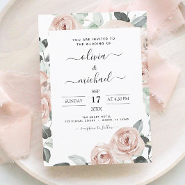 Romantische Dusty Pink Floral Wedding Einladung
