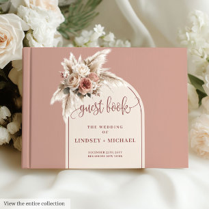 Romantische Dusty Pink Roses Pampas Floral Boho Ar Gästebuch