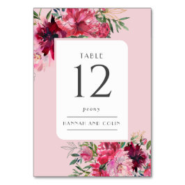 Romantische Dusty Rose Peony Moderne Rahmen Tischnummer