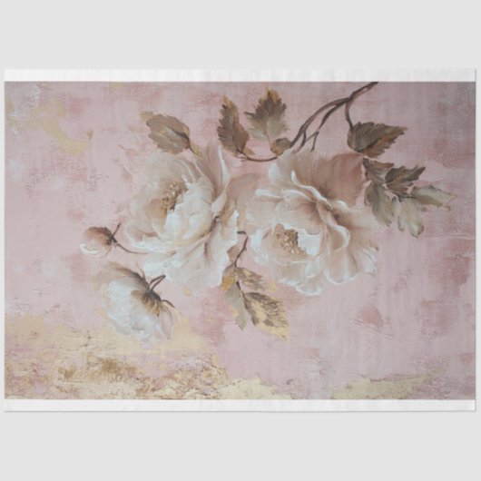 Romantische Dusty Rose Pink & Beige Peony Seidenpapier (Vorderseite)