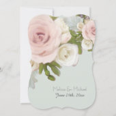 Romantische Dusty Rose Sage Succules Blumenhochzei Einladung (Rückseite)