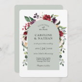 Romantische Dusty Sage Arch Blumenhochzeit Einladung (Vorne/Hinten)