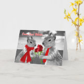 Romantische Eichhörnchen am Valentinstag Karte (Gelbe Blume)